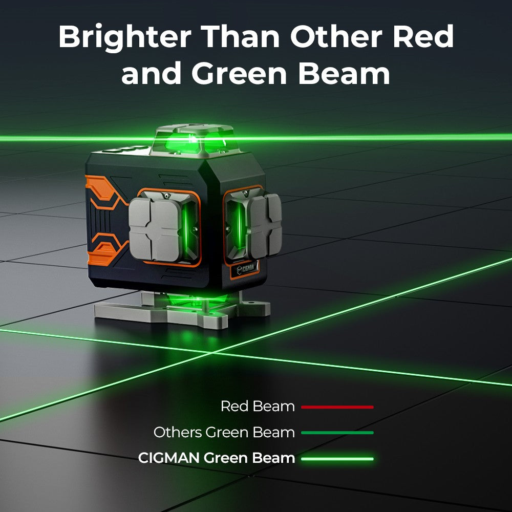 Nivel Láser CIGMAN CM-S02 4x360° de 16 líneas, control por APP, pantalla LCD, tiempo de funcionamiento ultra prolongado de 40 horas.
