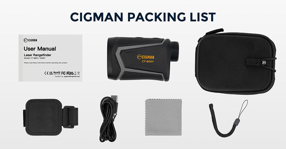 Telémetro de golf CIGMAN CT-800Y de 800 m, con aumento de 6X, vibración de bloqueo de asta de bandera, correa magnética, recargable por USB.