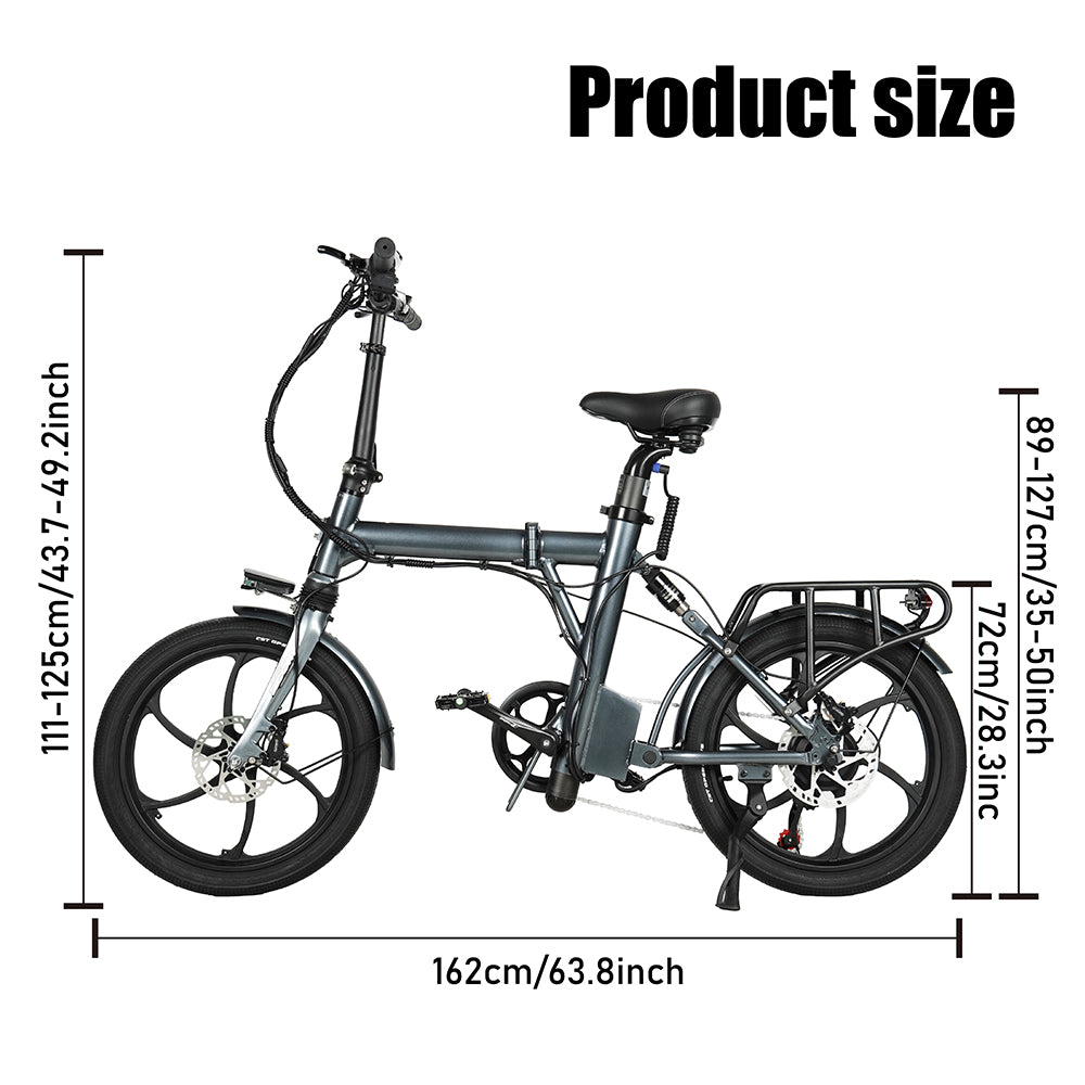 Bicicleta eléctrica CMACEWHEEL EM20, motor de 350 W, batería de 36 V y 12 Ah, neumáticos de 20 x 2,25 pulgadas, velocidad máxima de 25 km/h, autonomía máxima de 55 km, freno de disco de aceite, impermeable IP65.