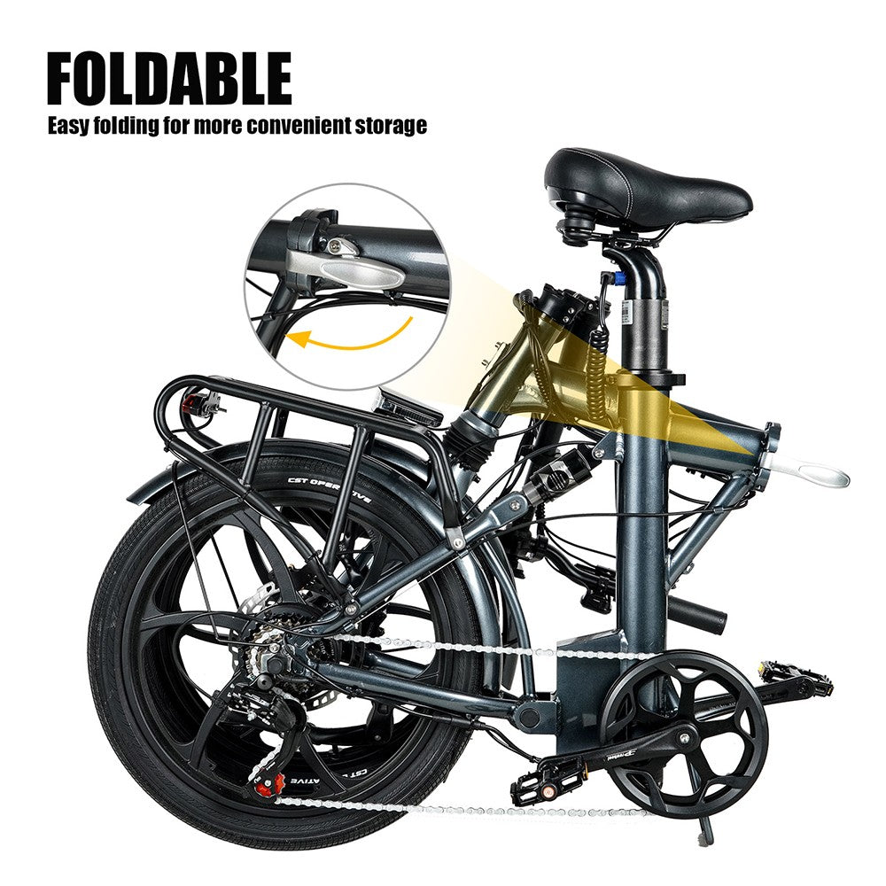 Bicicleta eléctrica CMACEWHEEL EM20, motor de 350 W, batería de 36 V y 12 Ah, neumáticos de 20 x 2,25 pulgadas, velocidad máxima de 25 km/h, autonomía máxima de 55 km, freno de disco de aceite, impermeable IP65.
