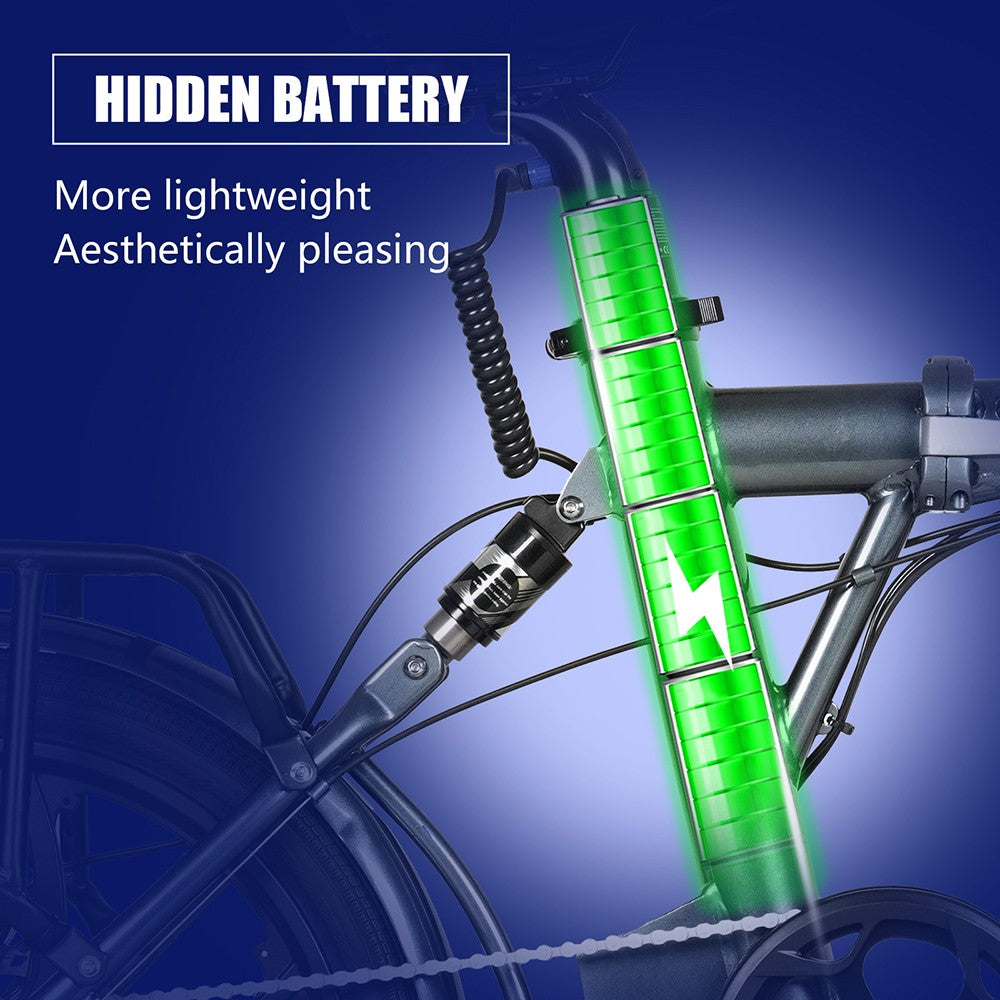 Bicicleta eléctrica CMACEWHEEL EM20, motor de 350 W, batería de 36 V y 12 Ah, neumáticos de 20 x 2,25 pulgadas, velocidad máxima de 25 km/h, autonomía máxima de 55 km, freno de disco de aceite, impermeable IP65.