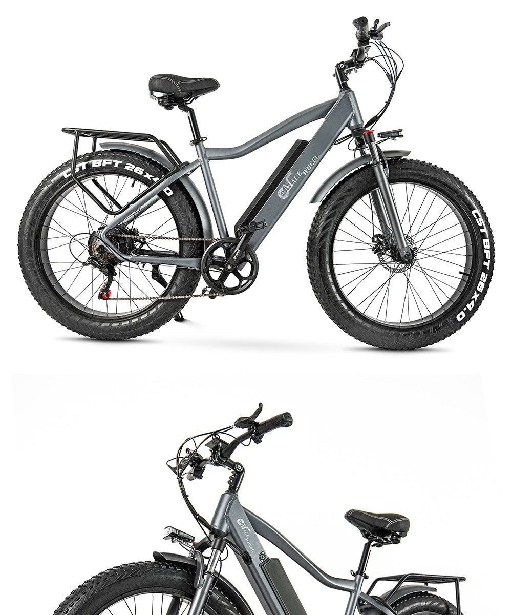 CMACEWHEEL J26 Electric Bike, 26*4.0'' CST Tire, 750W Motor, 45km/h Max Speed, 17Ah Battery, Disc Brake, 150kg Max Load - Black