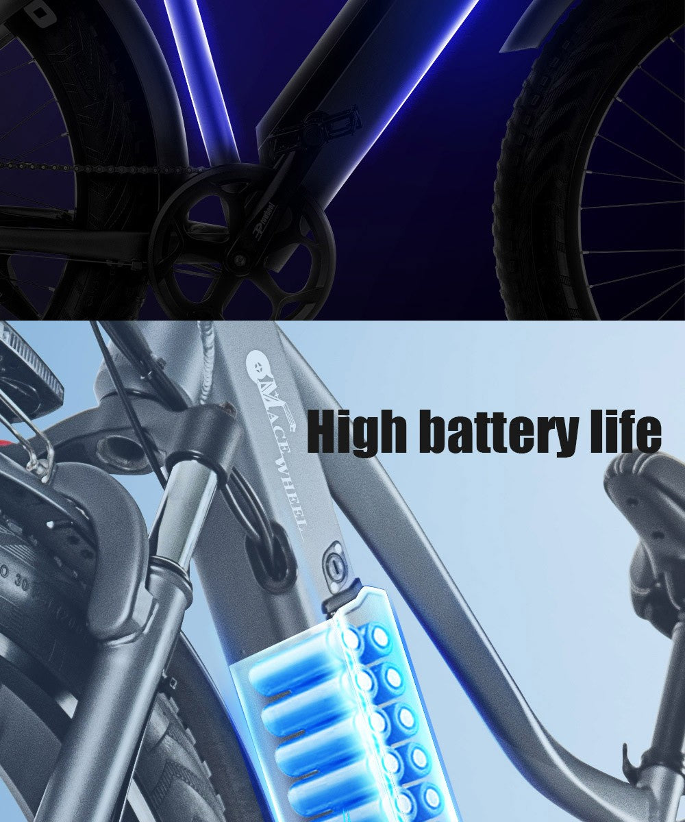 CMACEWHEEL J26 Electric Bike, 26*4.0'' CST Tire, 750W Motor, 45km/h Max Speed, 17Ah Battery, Disc Brake, 150kg Max Load - Black