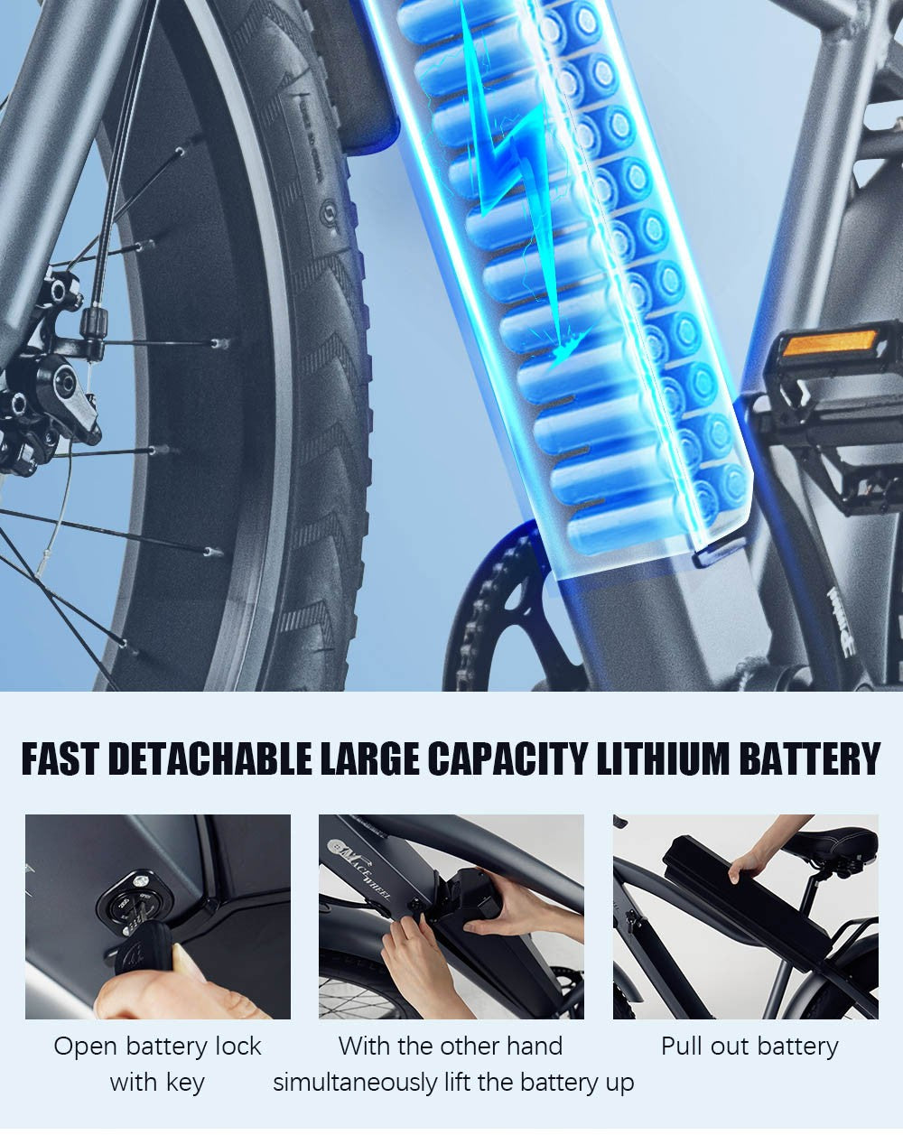 CMACEWHEEL J26 Electric Bike, 26*4.0'' CST Tire, 750W Motor, 45km/h Max Speed, 17Ah Battery, Disc Brake, 150kg Max Load - Black