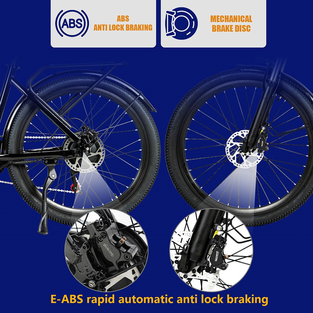 Bicicleta Eléctrica CMACEWHEEL L26, Motor de 500W, Batería de 48V 17Ah, Neumáticos CST de 26*2.1″, Velocidad Máxima de 45km/h, Alcance Máximo de 100km, Frenos de Disco Hidráulicos - Dorada