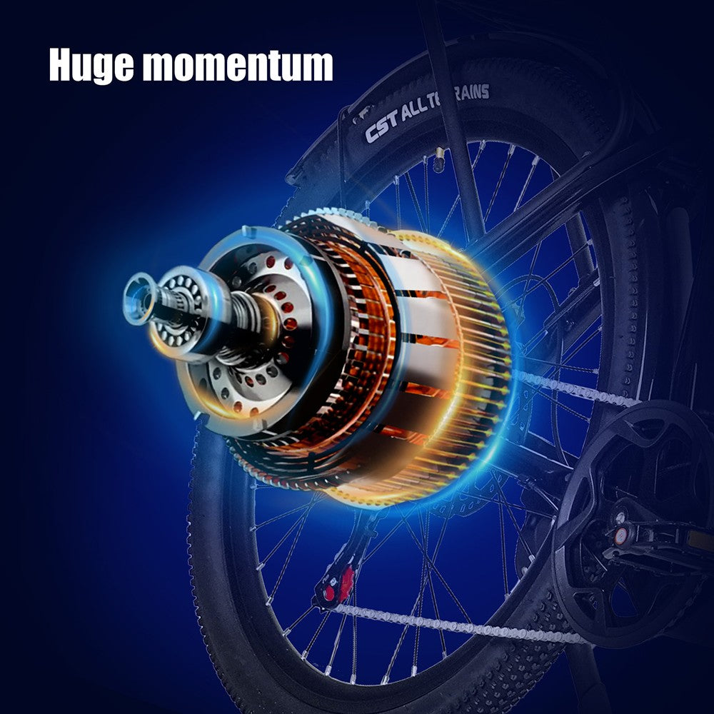 Bicicleta Eléctrica CMACEWHEEL L26, Motor de 500W, Batería de 48V 17Ah, Neumáticos CST de 26*2.1″, Velocidad Máxima de 45km/h, Alcance Máximo de 100km, Frenos de Disco Hidráulicos - Dorada