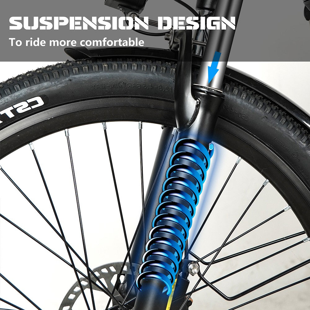 Bicicleta Eléctrica CMACEWHEEL L26, Motor de 500W, Batería de 48V 17Ah, Neumáticos CST de 26*2.1″, Velocidad Máxima de 45km/h, Alcance Máximo de 100km, Frenos de Disco Hidráulicos - Dorada