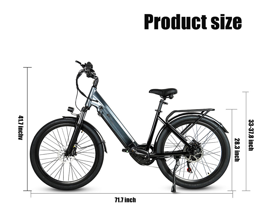 Bicicleta Eléctrica CMACEWHEEL L26, Motor de 500W, Batería de 48V 17Ah, Neumáticos CST de 26*2.1″, Velocidad Máxima de 45km/h, Alcance Máximo de 100km, Frenos de Disco Hidráulicos - Dorada