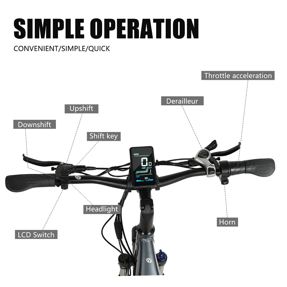 Bicicleta Eléctrica CMACEWHEEL L26, Motor de 500W, Batería de 48V 17Ah, Neumáticos CST de 26*2.1″, Velocidad Máxima de 45km/h, Alcance Máximo de 100km, Frenos de Disco Hidráulicos - Dorada
