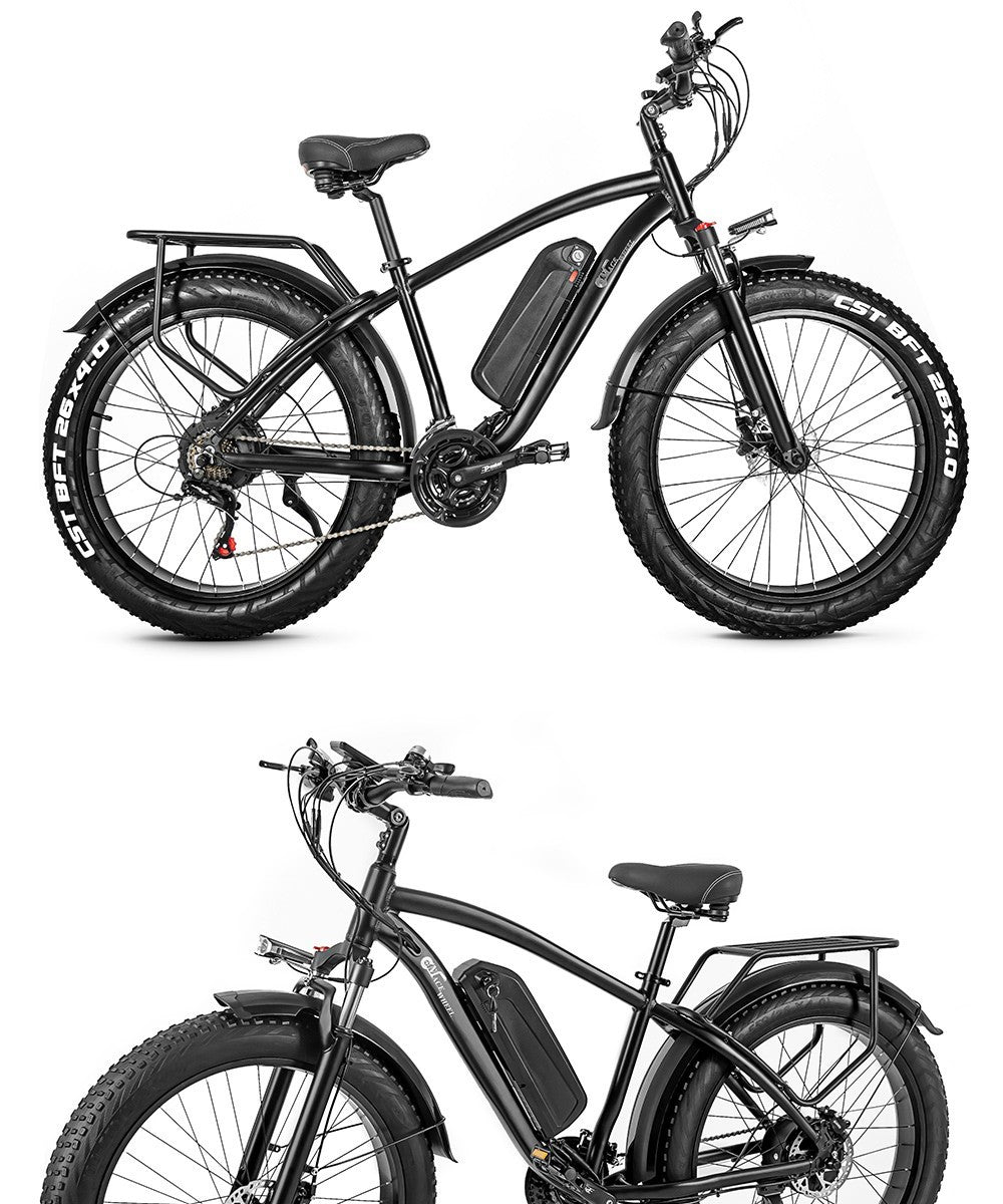 CMACEWHEEL M26 Electric Bike 26*4.0 inch CST Fat Tire 750W Motor 40-45km/h Max Speed 48V 17Ah Battery 110km Range - Grey