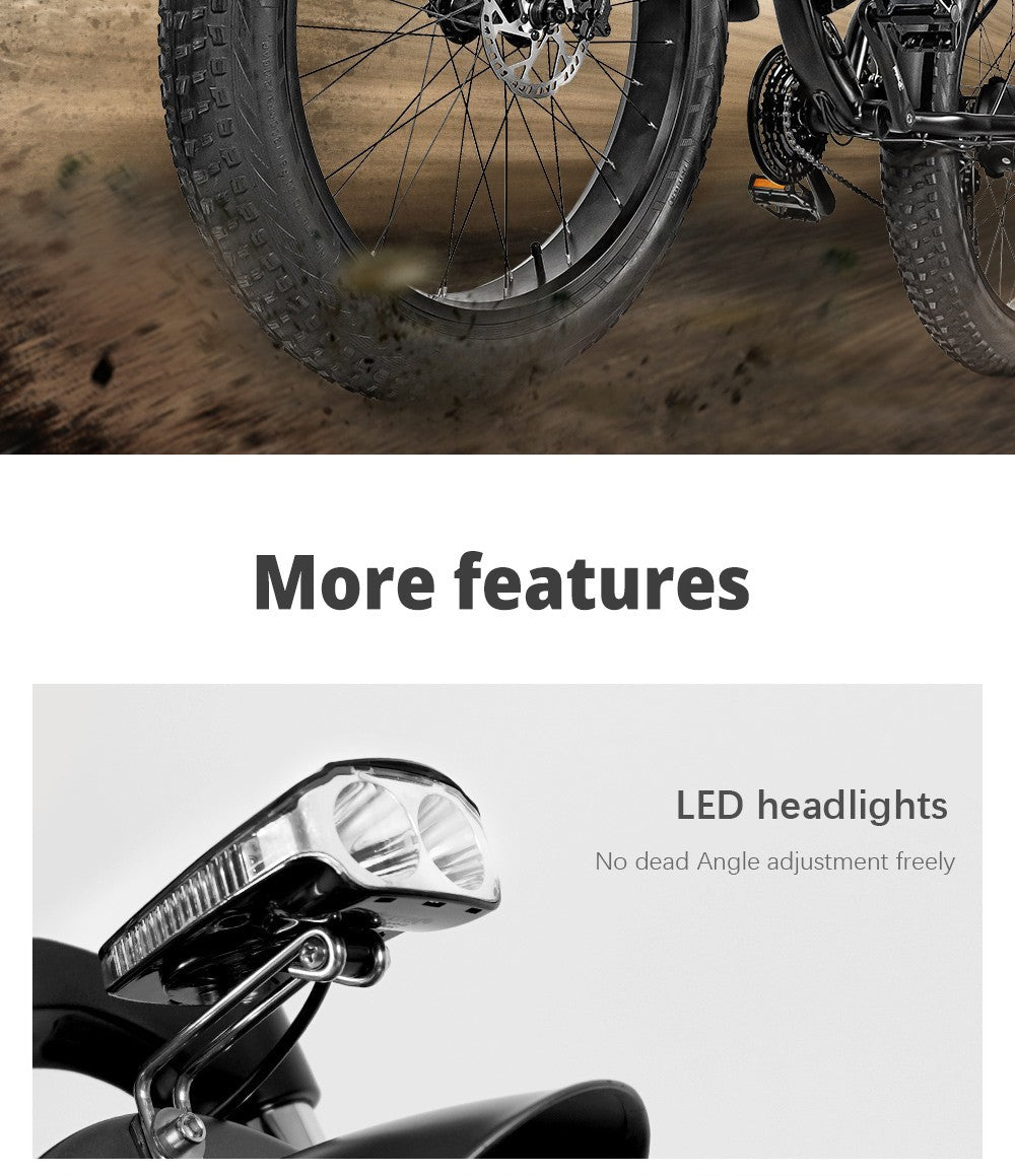 CMACEWHEEL M26 Electric Bike 26*4.0 inch CST Fat Tire 750W Motor 40-45km/h Max Speed 48V 17Ah Battery 110km Range - Grey