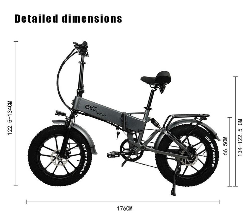 CMACEWHEEL RX20 Electric Folding Bike 20*4.0 inch Tire 750W Motor 40-45km/h Max Speed 17Ah Battery Hydraulic Brake