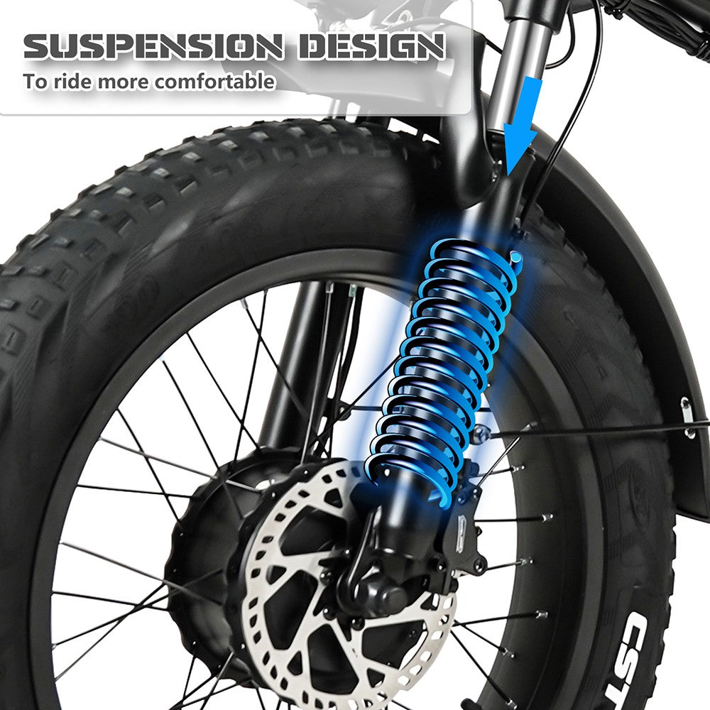 CMACEWHEEL RX20 MAX Electric Bike 20*4.0 inch CST Fat Tire Dual 750W Motor 45km/h Max Speed 110km Max Range 48V 17Ah Battery 150kg Load Hydraulic Brake