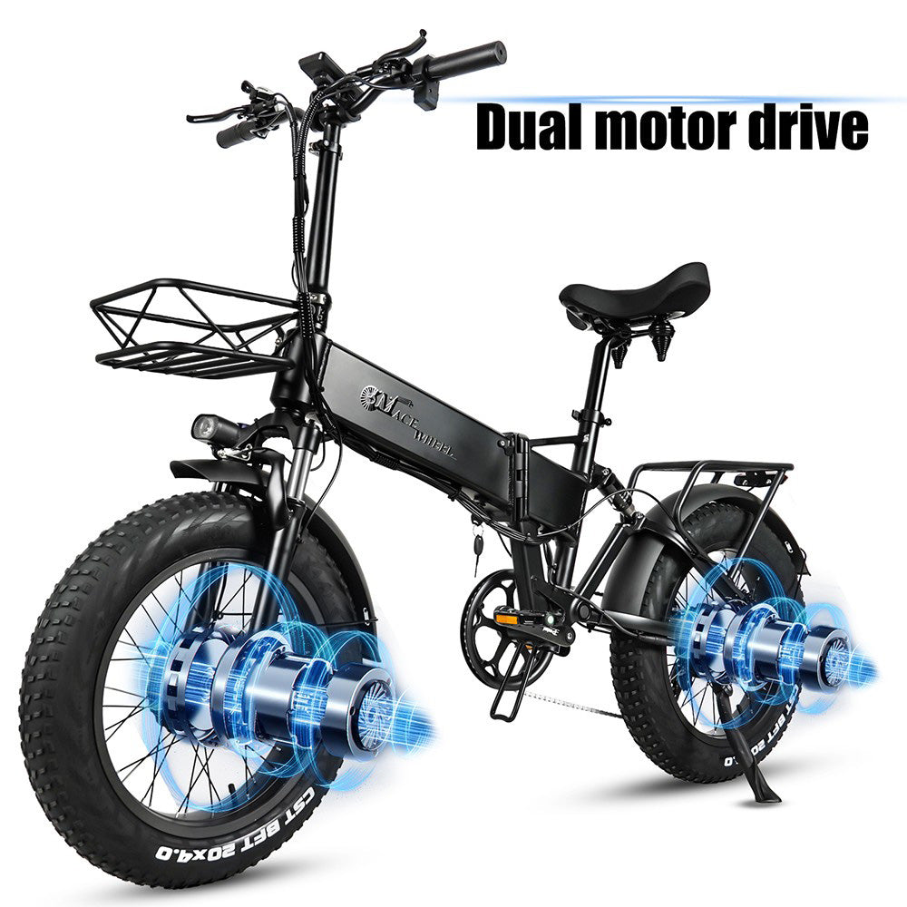 CMACEWHEEL RX20 MAX Electric Bike 20*4.0 inch CST Fat Tire Dual 750W Motor 45km/h Max Speed 110km Max Range 48V 17Ah Battery 150kg Load Hydraulic Brake