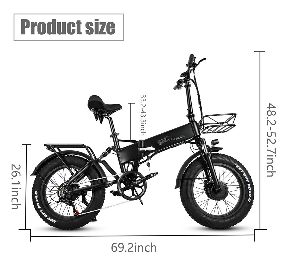 CMACEWHEEL RX20 MAX Electric Bike 20*4.0 inch CST Fat Tire Dual 750W Motor 45km/h Max Speed 110km Max Range 48V 17Ah Battery 150kg Load Hydraulic Brake