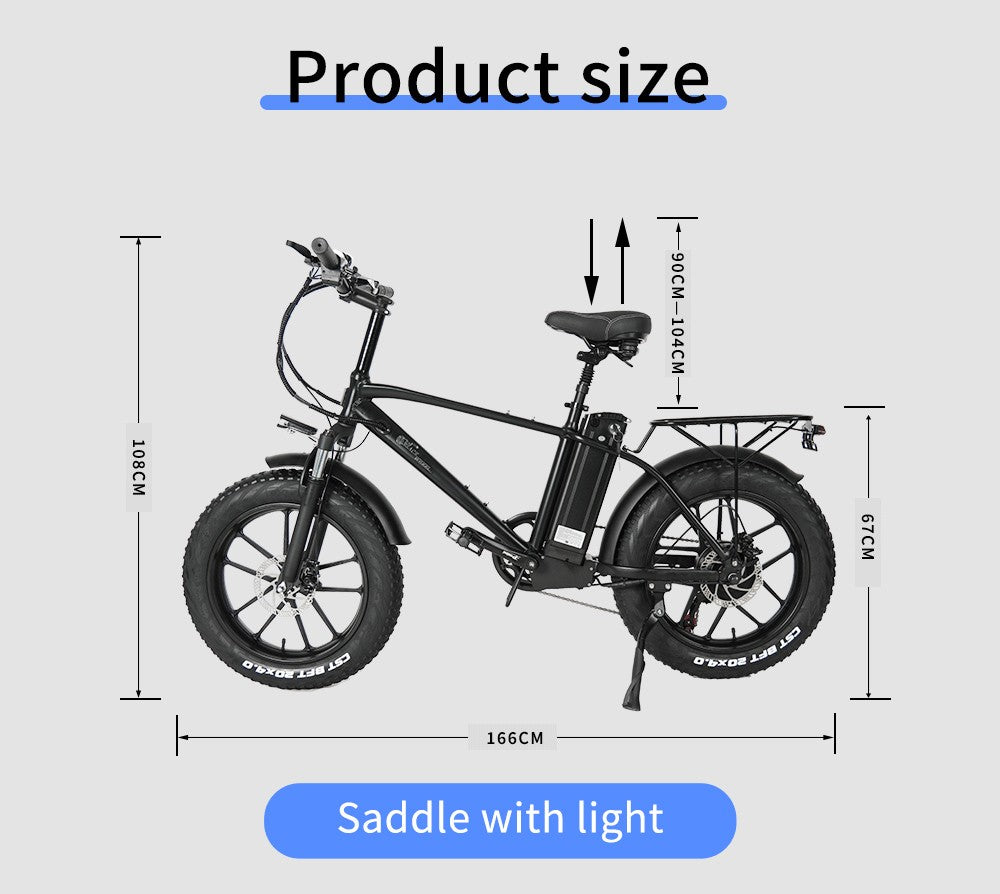 CMACEWHEEL T20 Electric Bike 20*4.0 inch CST Tire 750W Motor 40-45km/h Max Speed 17Ah Battery - Black