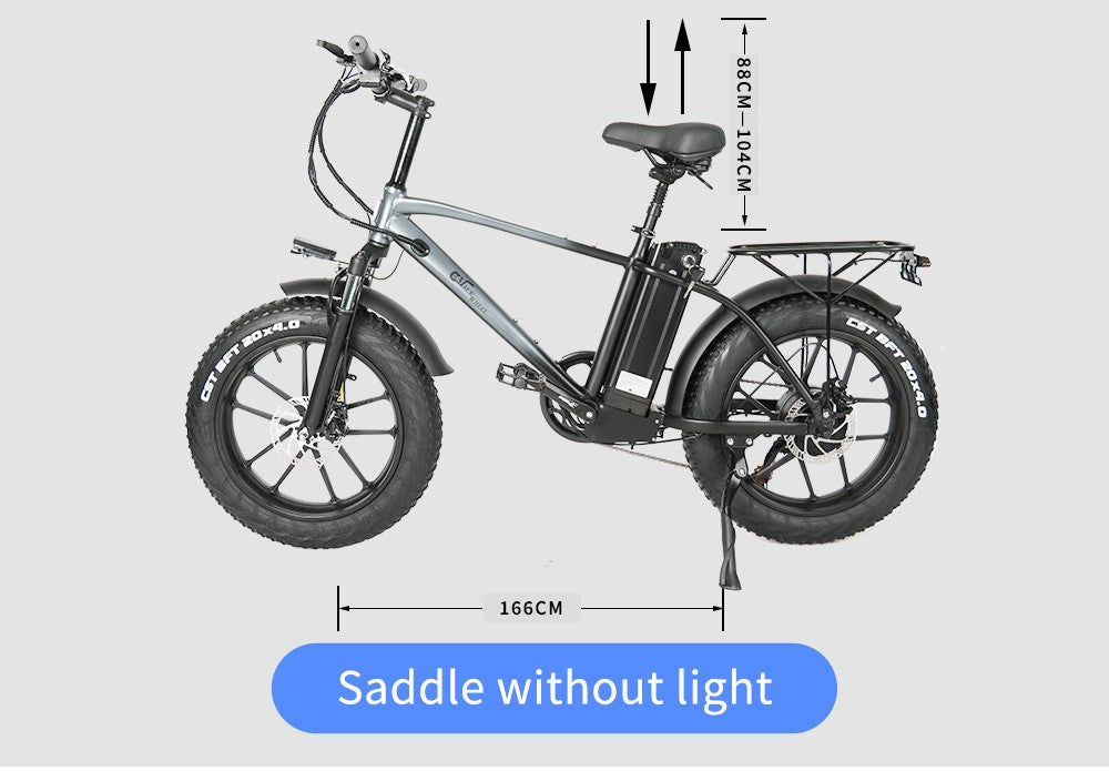CMACEWHEEL T20 Electric Bike 20*4.0 inch CST Tire 750W Motor 40-45km/h Max Speed 17Ah Battery - Black