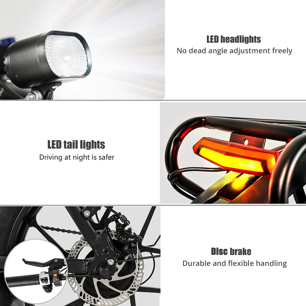 CMACEWHEEL Y20 Folding Electric Bike, 250W Motor, 48V 18Ah Battery, 20 x 4.0'' CST Fat Tires, 25km/h Max Speed, 70-90km Range, Front & Rear Disc Brake, IP65 Waterproof - Black