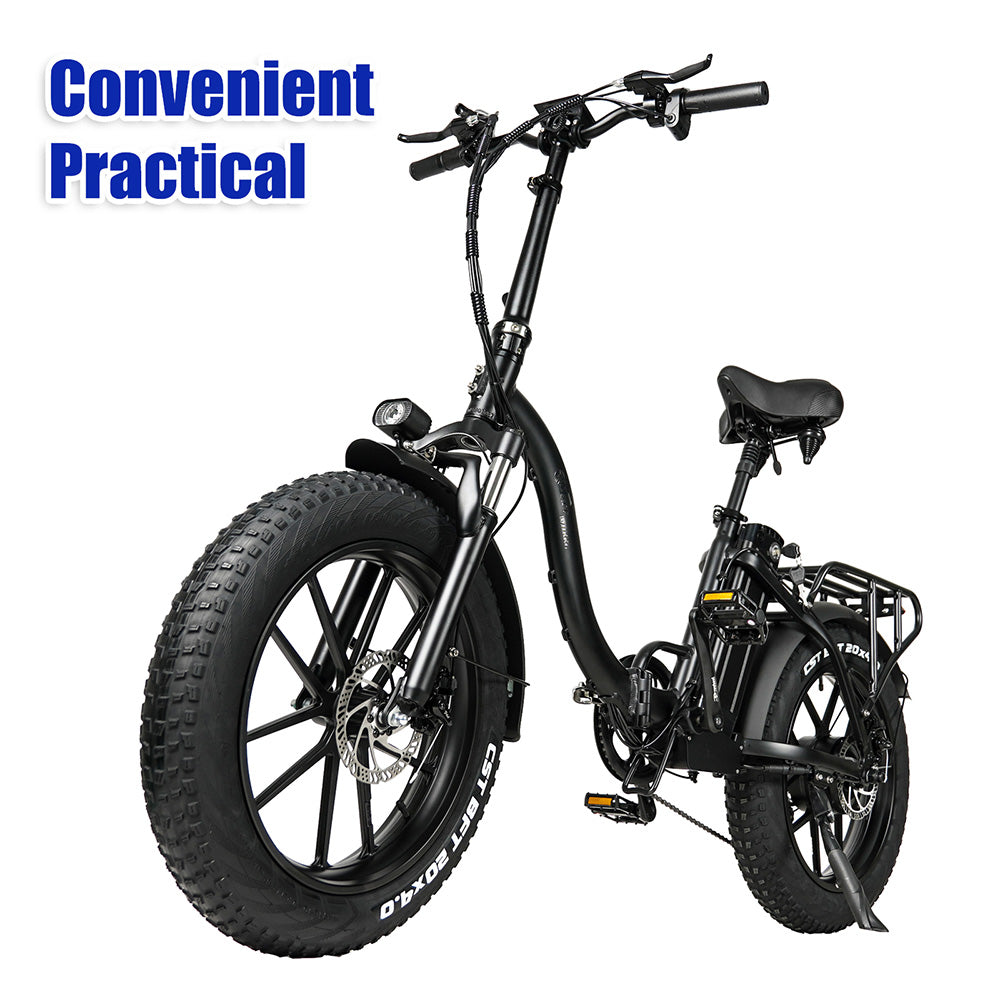 CMACEWHEEL Y20 Folding Electric Bike, 250W Motor, 48V 18Ah Battery, 20 x 4.0'' CST Fat Tires, 25km/h Max Speed, 70-90km Range, Front & Rear Disc Brake, IP65 Waterproof - Black