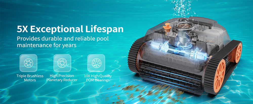 CoasTeering Nebula Robot Limpiafondos Inalámbrico, 180 Minutos de Autonomía, Limpia Paredes y Línea de Flotación, Motores Sin Escobillas, Navegación Inteligente, Limpia Piscinas Enterradas de hasta 300 m² (3229 pies cuadrados).