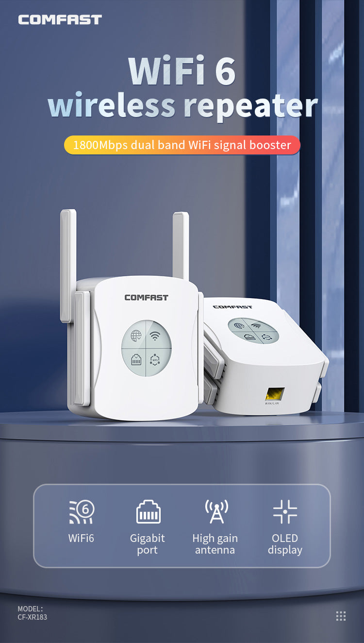 COMFAST CF-XR183 Wireless Router Repeater up to 1200M 4*2dBi Antennas WiFi Signal Repeater, WiFi 6 - US