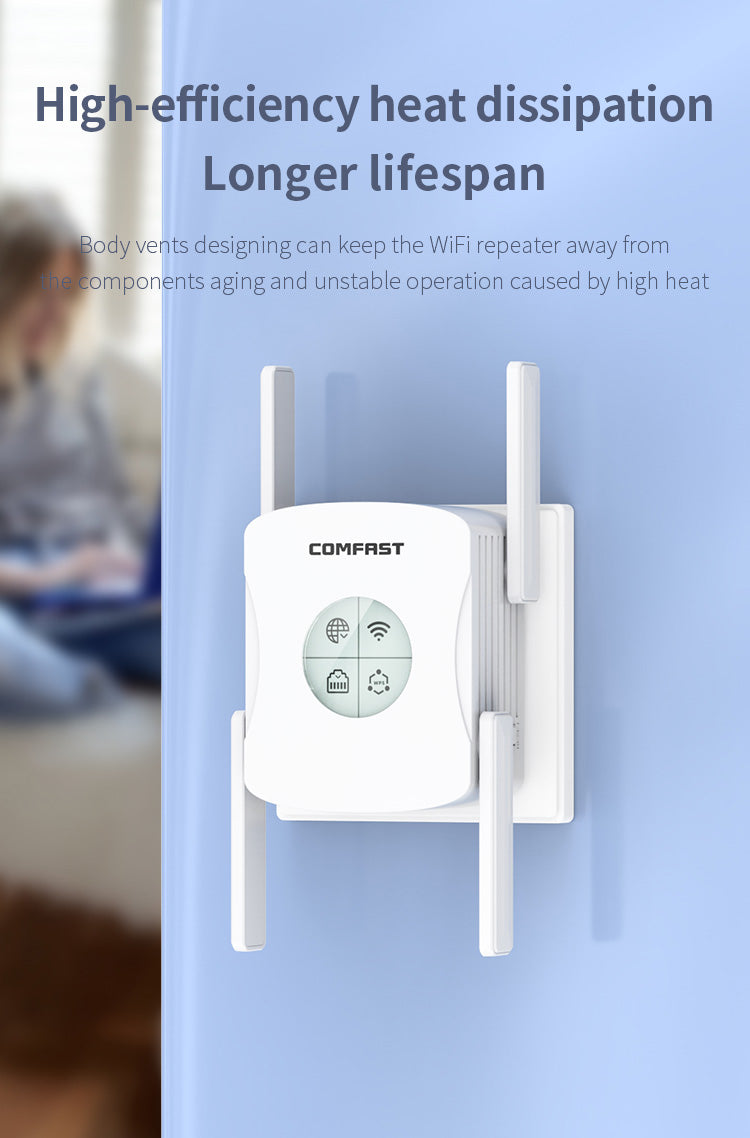 COMFAST CF-XR183 Wireless Router Repeater up to 1200M 4*2dBi Antennas WiFi Signal Repeater, WiFi 6 - US