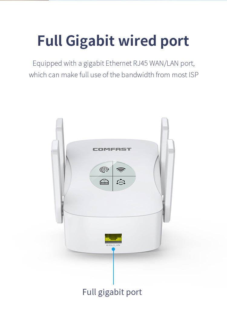 COMFAST CF-XR183 Wireless Router Repeater up to 1200M 4*2dBi Antennas WiFi Signal Repeater, WiFi 6 - US