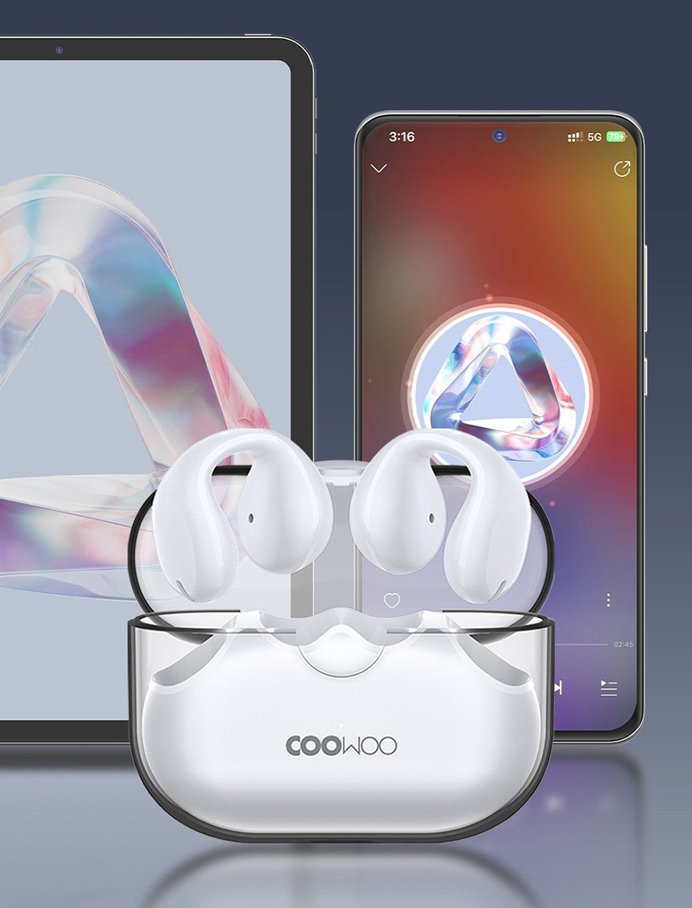 Auriculares de oído abierto con clip Bluetooth Coowoo Air Pro 6 - Blanco