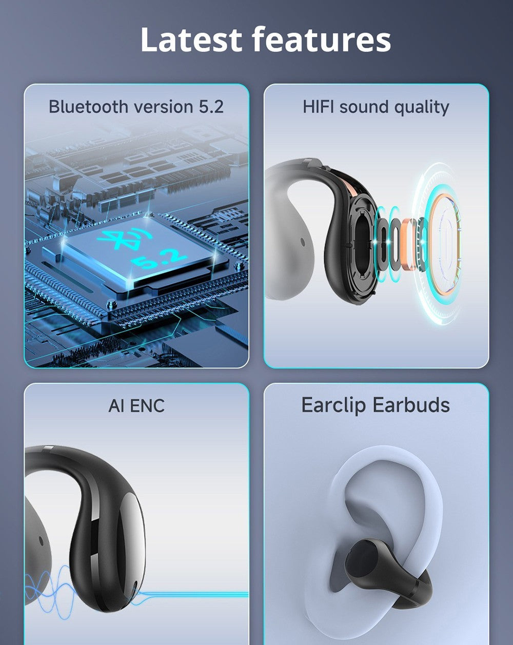 Auriculares de oído abierto con clip Bluetooth Coowoo Air Pro 6 - Blanco