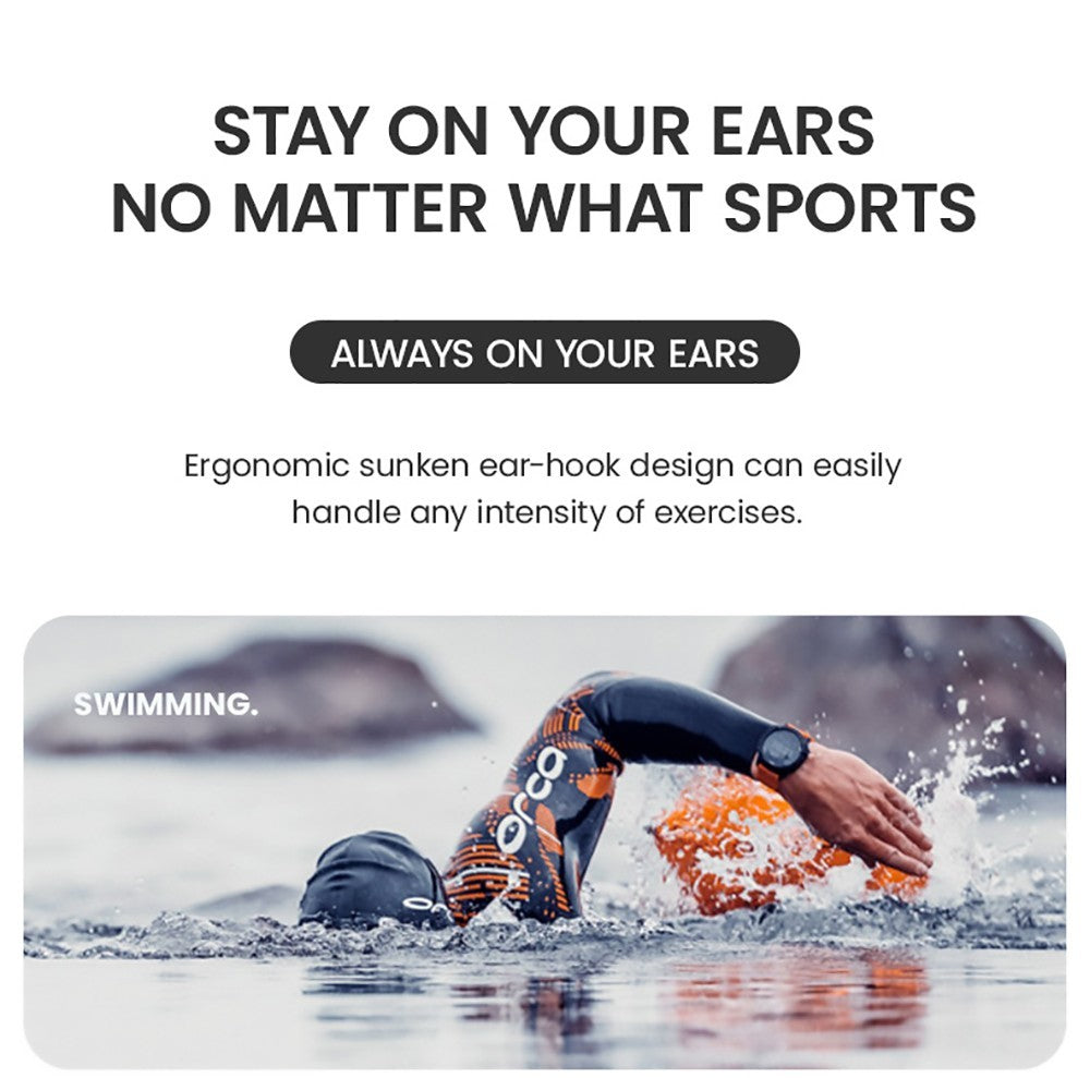 Auriculares de conducción ósea Coowoo OPEN EAR BONE-X2 para nadar, impermeables IP68, Bluetooth 5.2, 8 GB de almacenamiento - Negro