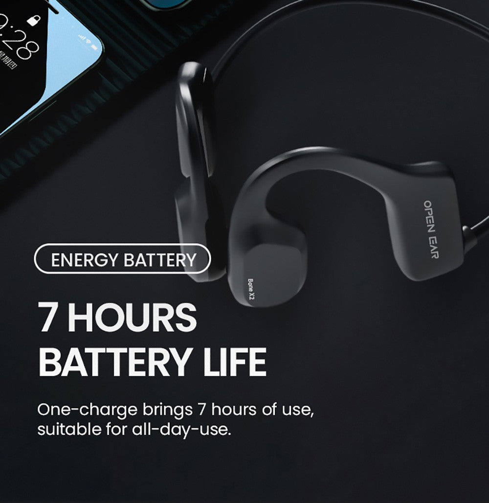Auriculares de conducción ósea Coowoo OPEN EAR BONE-X2 para nadar, impermeables IP68, Bluetooth 5.2, 8 GB de almacenamiento - Negro