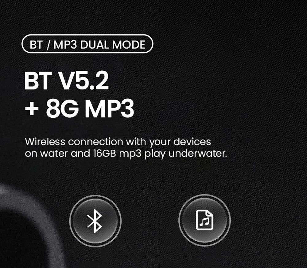 Auriculares de conducción ósea Coowoo OPEN EAR BONE-X2 para nadar, impermeables IP68, Bluetooth 5.2, 8 GB de almacenamiento - Negro