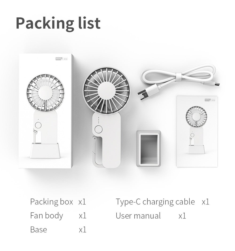 COOWOO HP1013 Mini ventilador con hebilla para mochila, 3 velocidades de viento, batería de 2000 mAh, hasta 13 horas de autonomía, ventilador de escritorio silencioso.