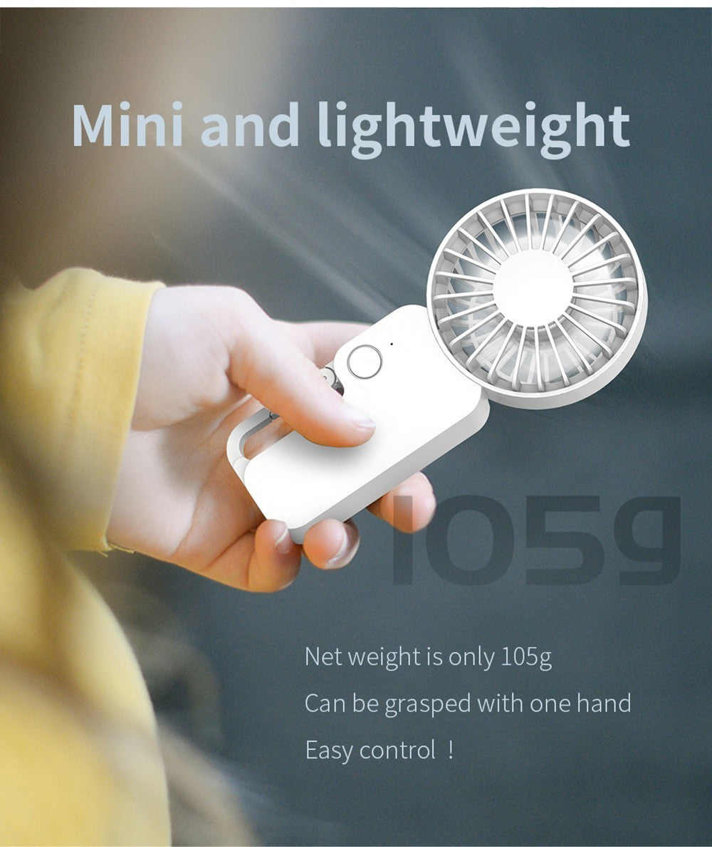 COOWOO HP1013 Mini ventilador con hebilla para mochila, 3 velocidades de viento, batería de 2000 mAh, hasta 13 horas de autonomía, ventilador de escritorio silencioso.