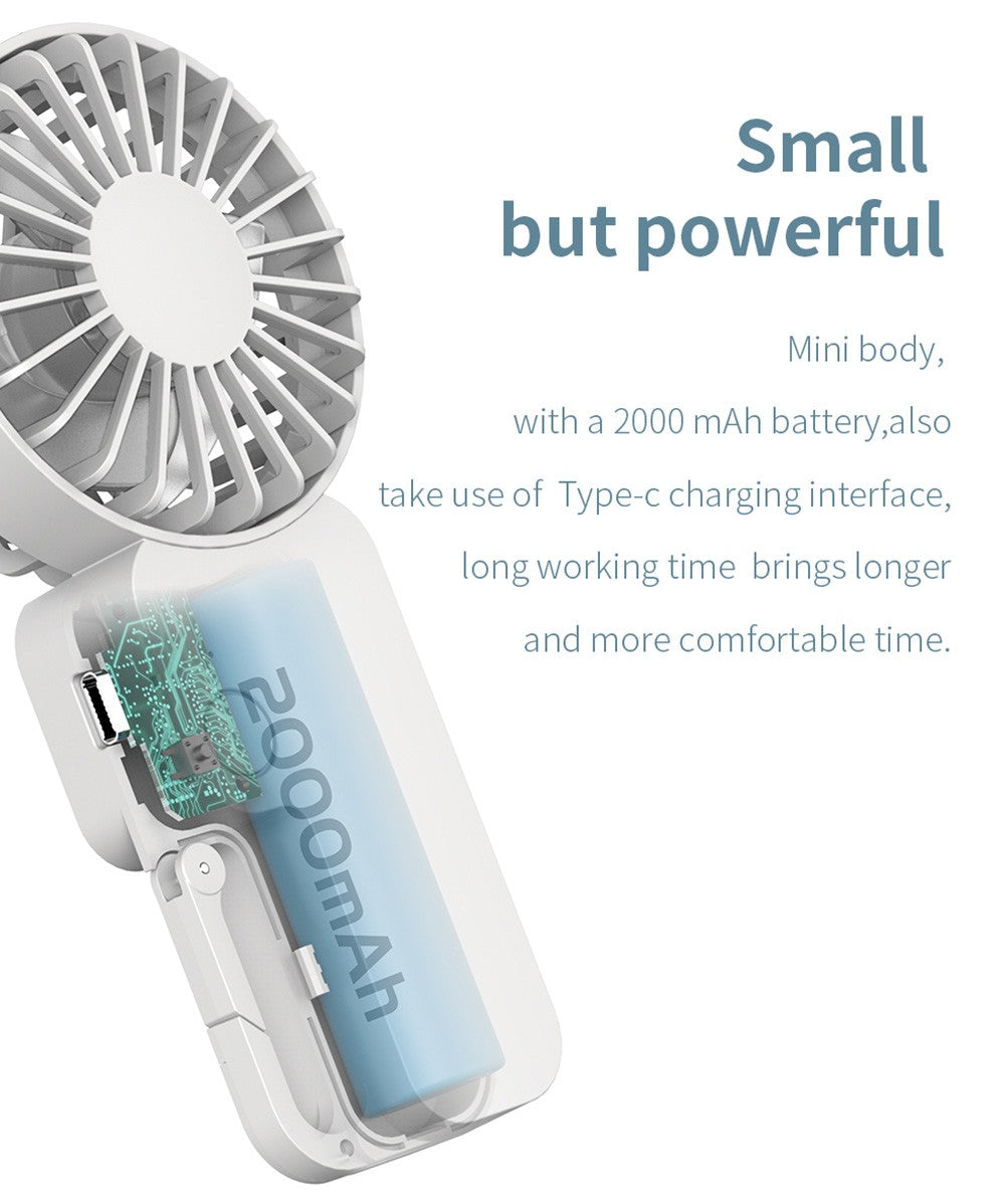 COOWOO HP1013 Mini ventilador con hebilla para mochila, 3 velocidades de viento, batería de 2000 mAh, hasta 13 horas de autonomía, ventilador de escritorio silencioso.