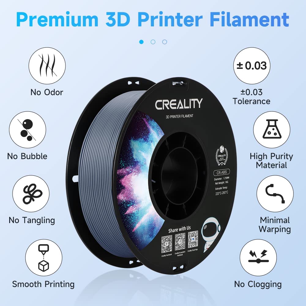Filamento para impresión 3D ABS Creality CR 1.75mm 1KG Gris