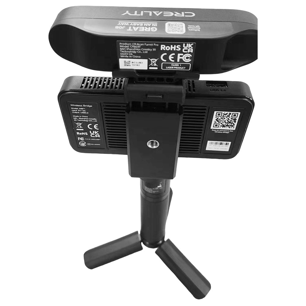 Escáner 3D Creality CR-Scan Ferret Pro, velocidad de escaneo de hasta 30 fps, precisión de 0,1 mm, distancia de trabajo de 150-700 mm, rango de captura individual de 560x820 mm, escaneo mínimo de 150x150 mm, conexión inalámbrica.