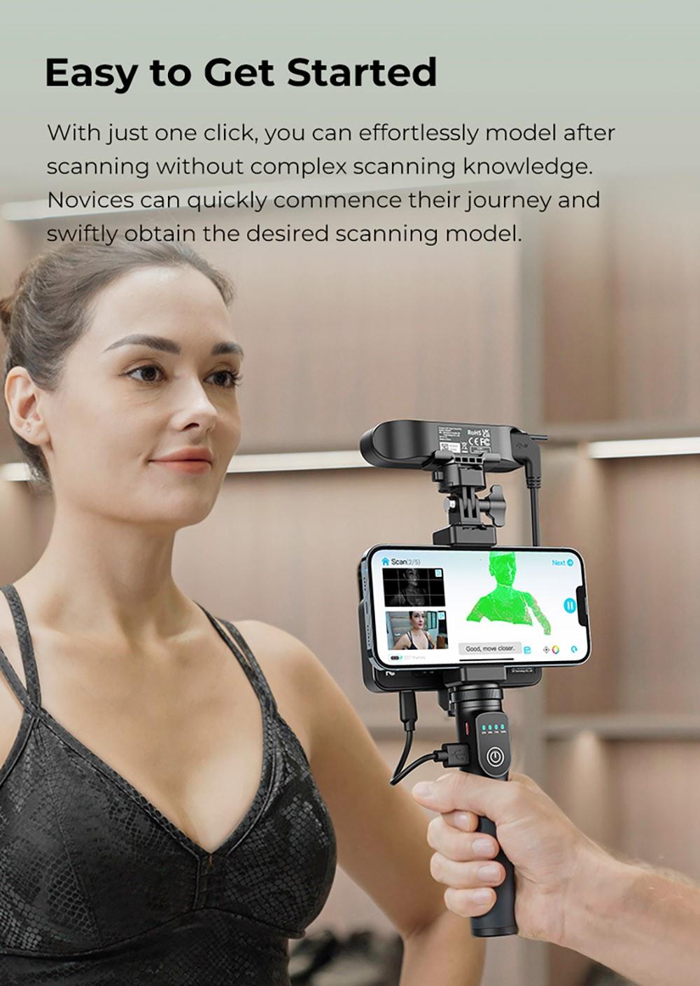 Escáner 3D Creality CR-Scan Ferret Pro, velocidad de escaneo de hasta 30 fps, precisión de 0,1 mm, distancia de trabajo de 150-700 mm, rango de captura individual de 560*820 mm, escaneo mínimo de 150x150 mm, conexión inalámbrica.