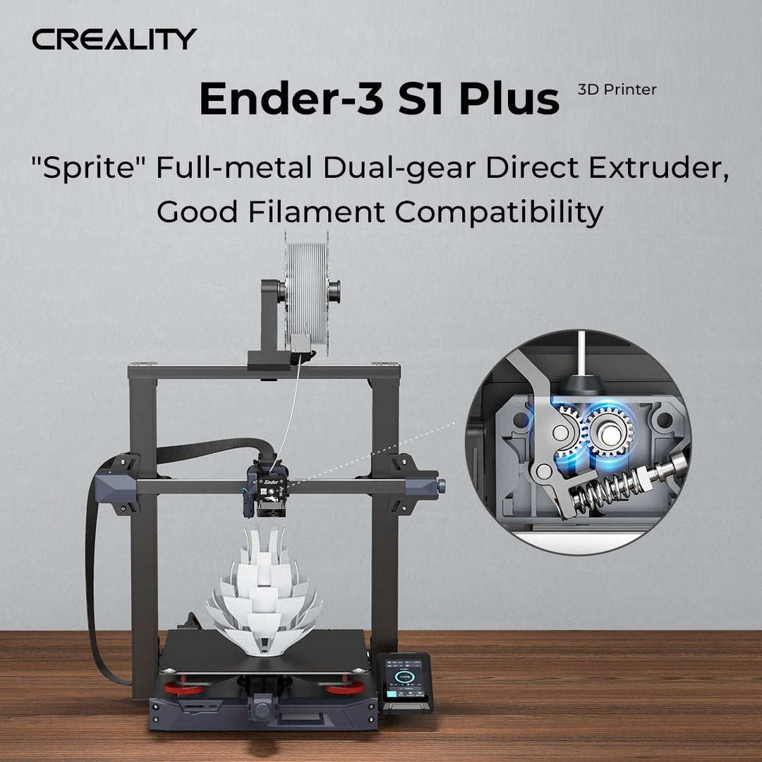Impresora 3D Creality Ender-3 S1 Plus, extrusor directo Sprite de doble engranaje, sincronización de doble eje Z, 300*300*300mm