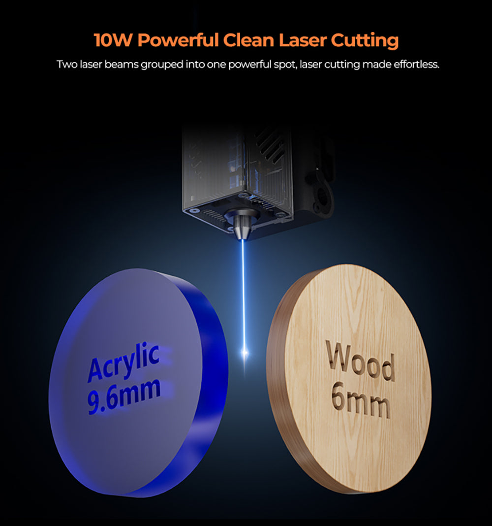 Creality Falcon A1 Láser de Clase 1 FDA de 10W, Grabado Rápido a 600mm/s, Cámara Incorporada, Detección Inteligente de Materiales, Cubierta de Protección Ocular, Punto Comprimido de 0.06 - 0.08mm, Ventilador de Extracción, 305*381mm