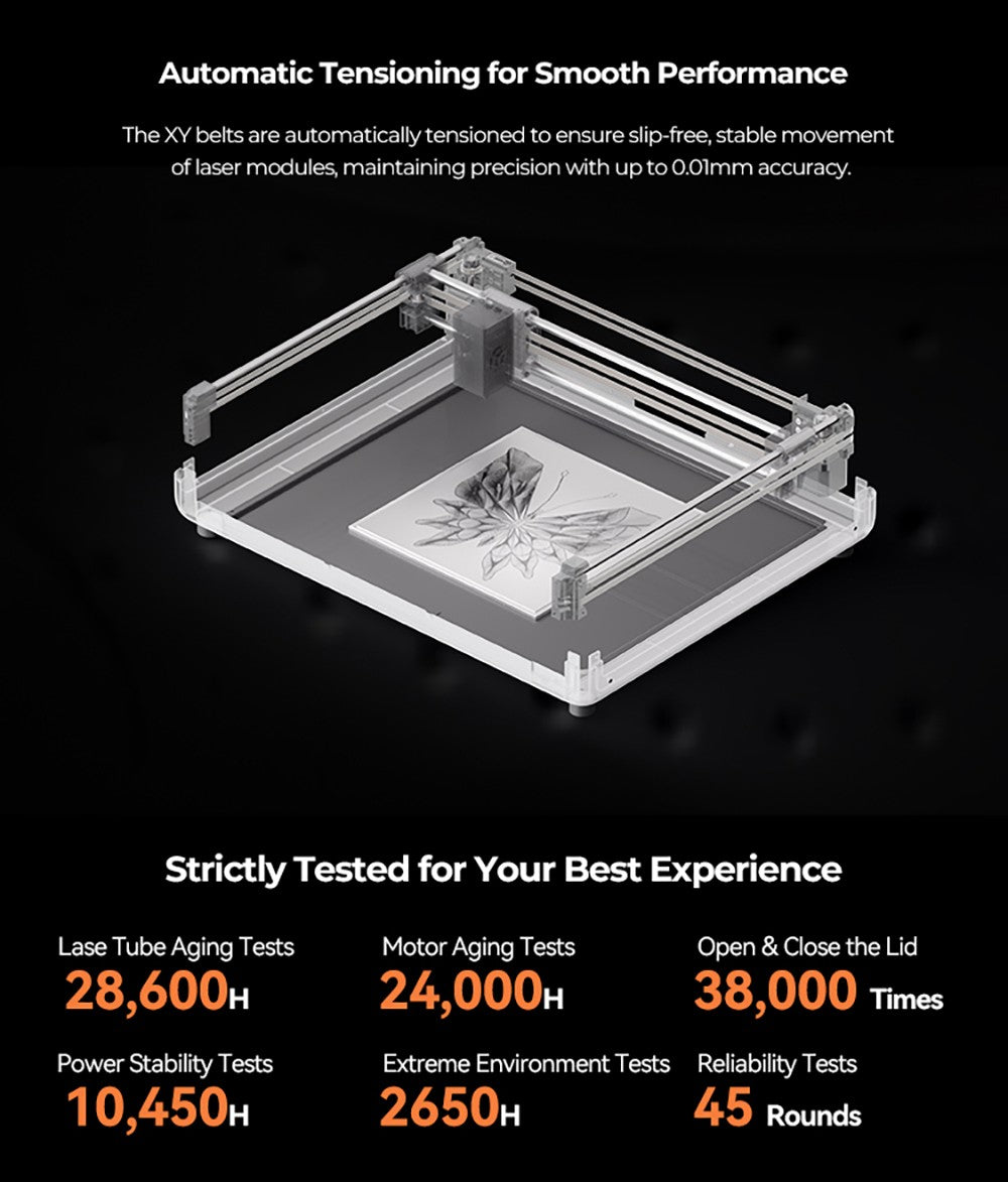 Creality Falcon A1 Láser de Clase 1 FDA de 10W, Grabado Rápido a 600mm/s, Cámara Incorporada, Detección Inteligente de Materiales, Cubierta de Protección Ocular, Punto Comprimido de 0.06 - 0.08mm, Ventilador de Extracción, 305*381mm
