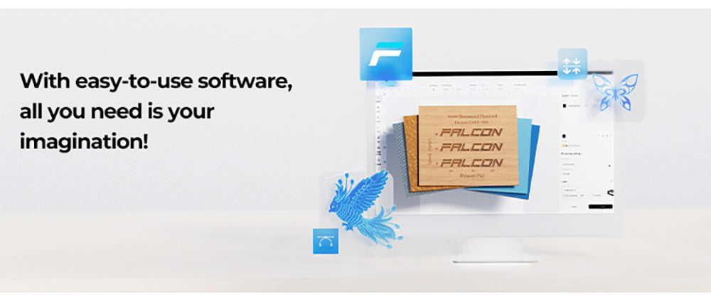 Creality Falcon A1 Láser de Clase 1 FDA de 10W, Grabado Rápido a 600mm/s, Cámara Incorporada, Detección Inteligente de Materiales, Cubierta de Protección Ocular, Punto Comprimido de 0.06 - 0.08mm, Ventilador de Extracción, 305*381mm