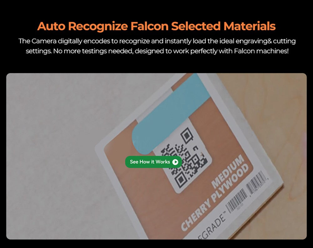 Creality Falcon A1 Láser de Clase 1 FDA de 10W, Grabado Rápido a 600mm/s, Cámara Incorporada, Detección Inteligente de Materiales, Cubierta de Protección Ocular, Punto Comprimido de 0.06 - 0.08mm, Ventilador de Extracción, 305*381mm