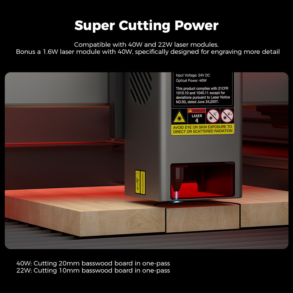 Grabador y cortador láser Creality Falcon2 Pro de 40 W, certificación de seguridad FDA Clase 1, extracción de humos, asistencia de aire integrada, cámara incorporada, tira de protección tipo valla, monitorización de fuego/flujo de aire/lente, 400*415 mm