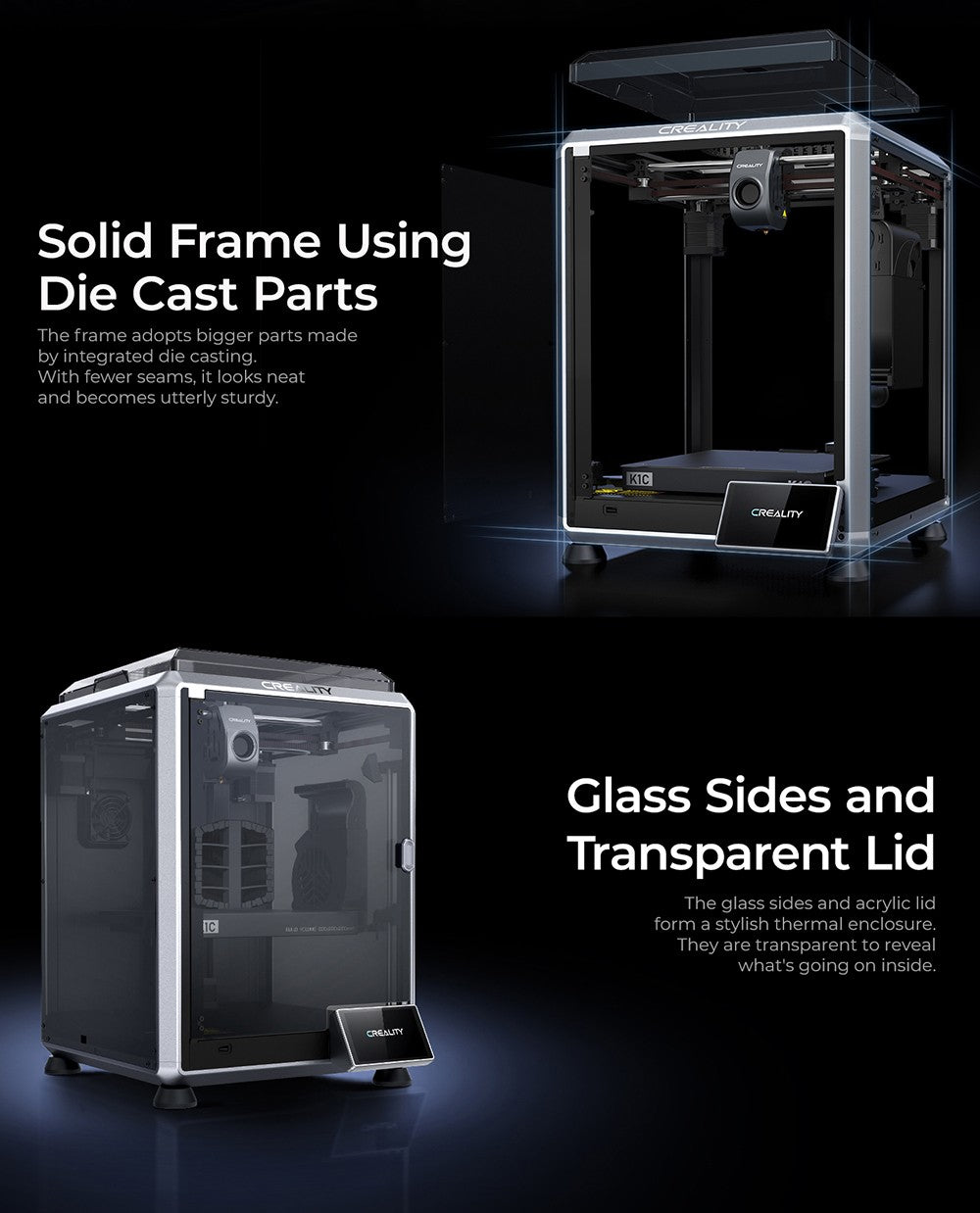 Impresora 3D Creality K1C, velocidad máxima de 600 mm/s, cámara con IA, boquilla de cambio rápido, extrusor totalmente metálico, imprime fibra de carbono, filtro de aire y modo silencioso.