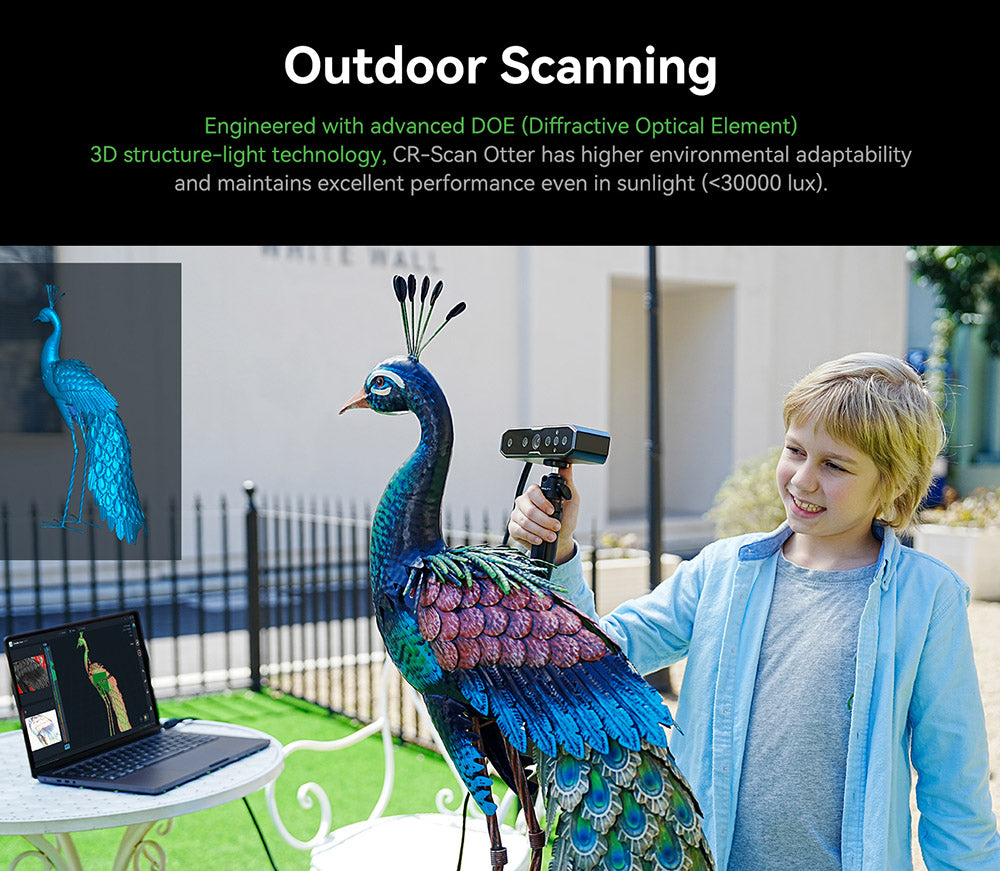 Escáner 3D Creality CR Scan Otter, velocidad de escaneo de 20 fps, precisión de 0,02 mm, visión estéreo de 4 lentes, escaneo a todo color de 24 bits, 8 luces infrarrojas.