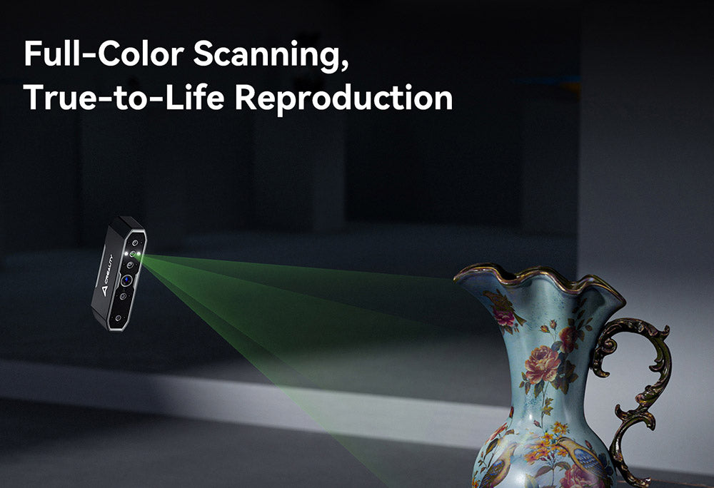 Escáner 3D Creality CR Scan Otter, velocidad de escaneo de 20 fps, precisión de 0,02 mm, visión estéreo de 4 lentes, escaneo a todo color de 24 bits, 8 luces infrarrojas.