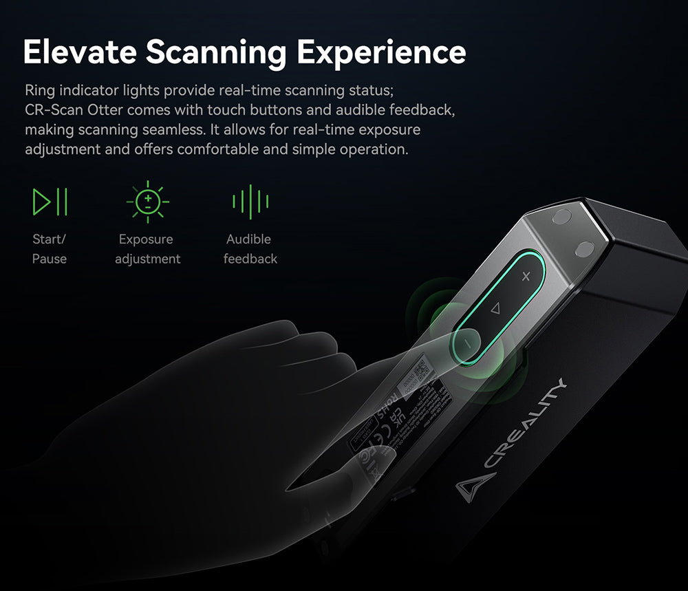 Escáner 3D Creality CR Scan Otter, velocidad de escaneo de 20 fps, precisión de 0,02 mm, visión estéreo de 4 lentes, escaneo a todo color de 24 bits, 8 luces infrarrojas.