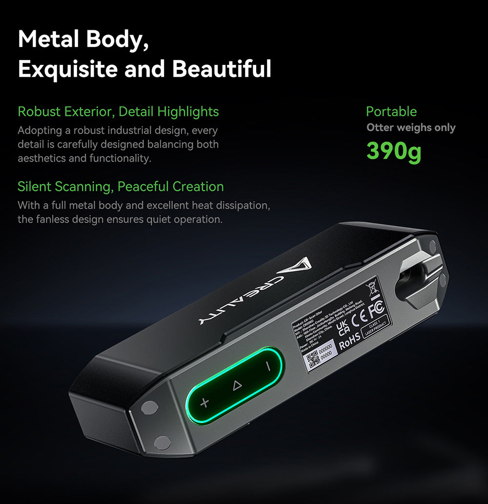 Escáner 3D Creality CR Scan Otter, velocidad de escaneo de 20 fps, precisión de 0,02 mm, visión estéreo de 4 lentes, escaneo a todo color de 24 bits, 8 luces infrarrojas.