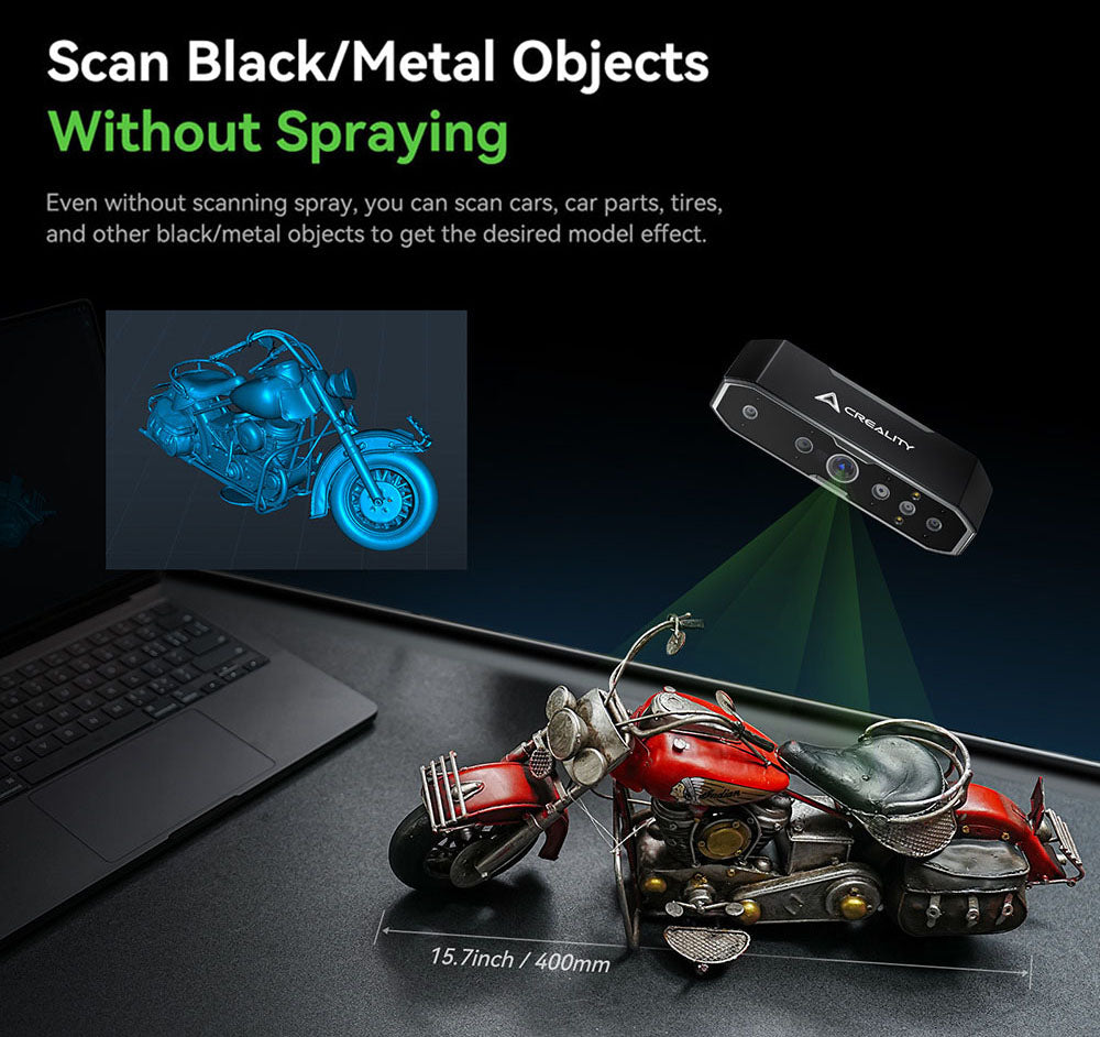 Escáner 3D Creality CR Scan Otter, velocidad de escaneo de 20 fps, precisión de 0,02 mm, visión estéreo de 4 lentes, escaneo a todo color de 24 bits, 8 luces infrarrojas.